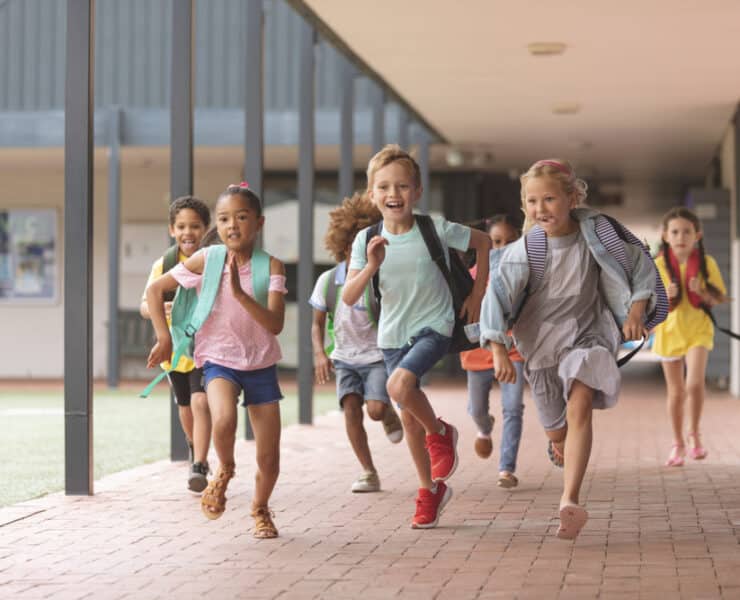 kids running in school