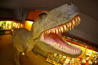 t rex with mouth open