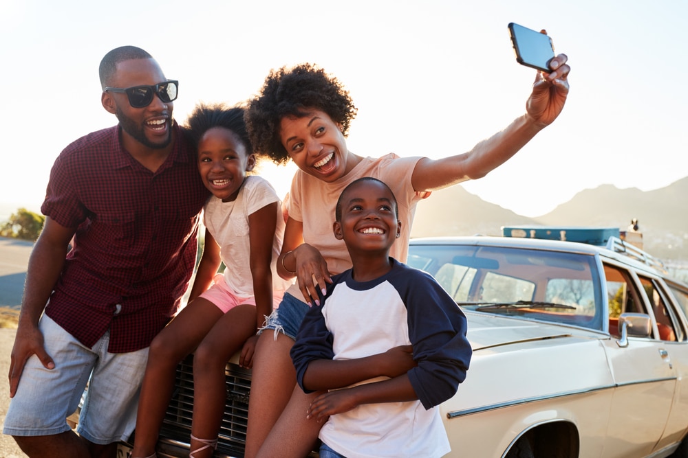 family taking a selfie