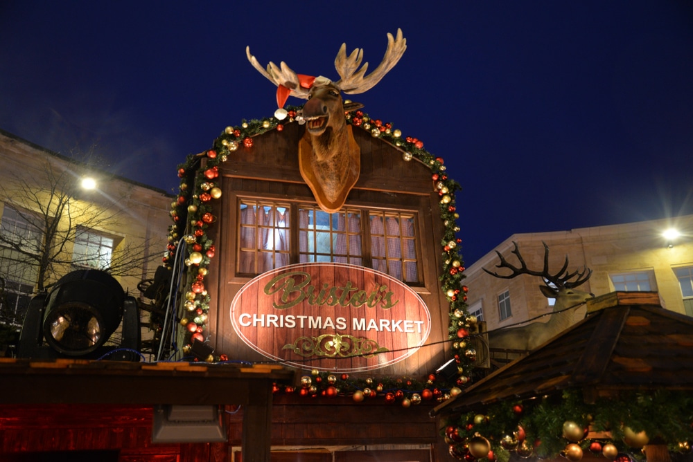 bristol christmas market sign in the UK