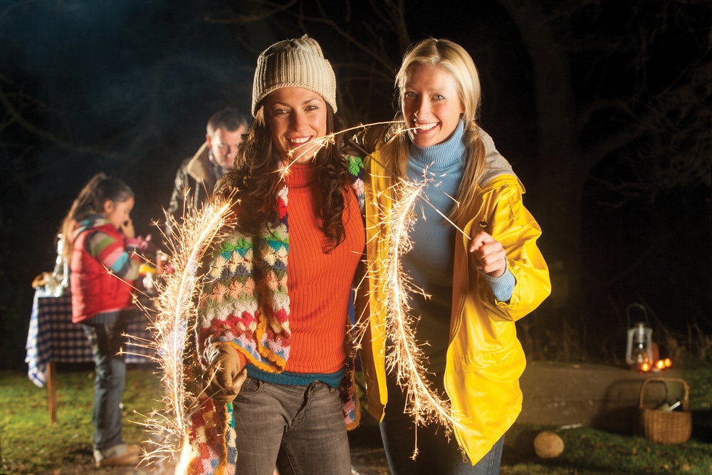 people playing with sparklers