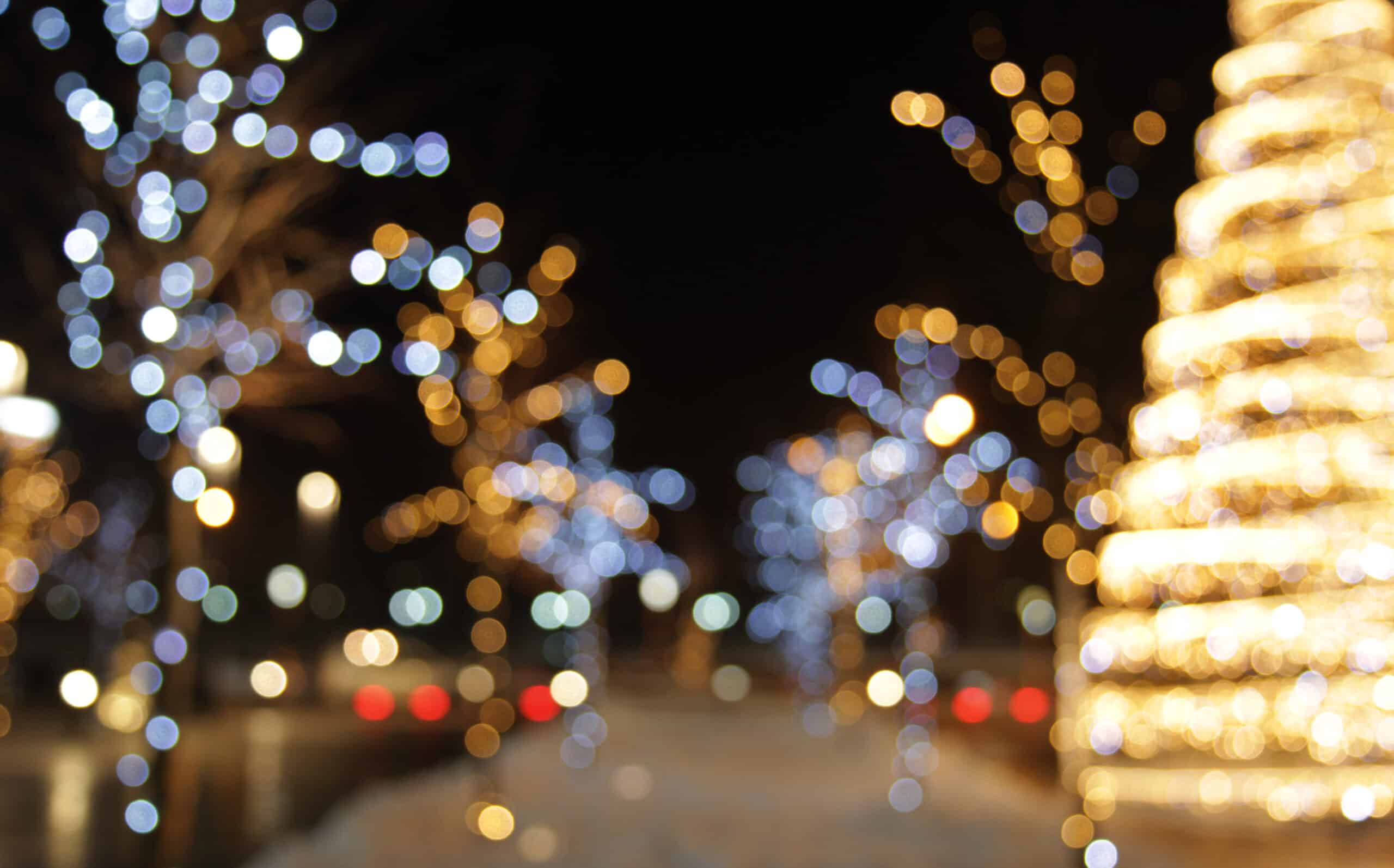 Christmas lights in a city