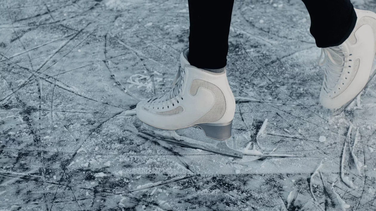 an ice skate on the ice
