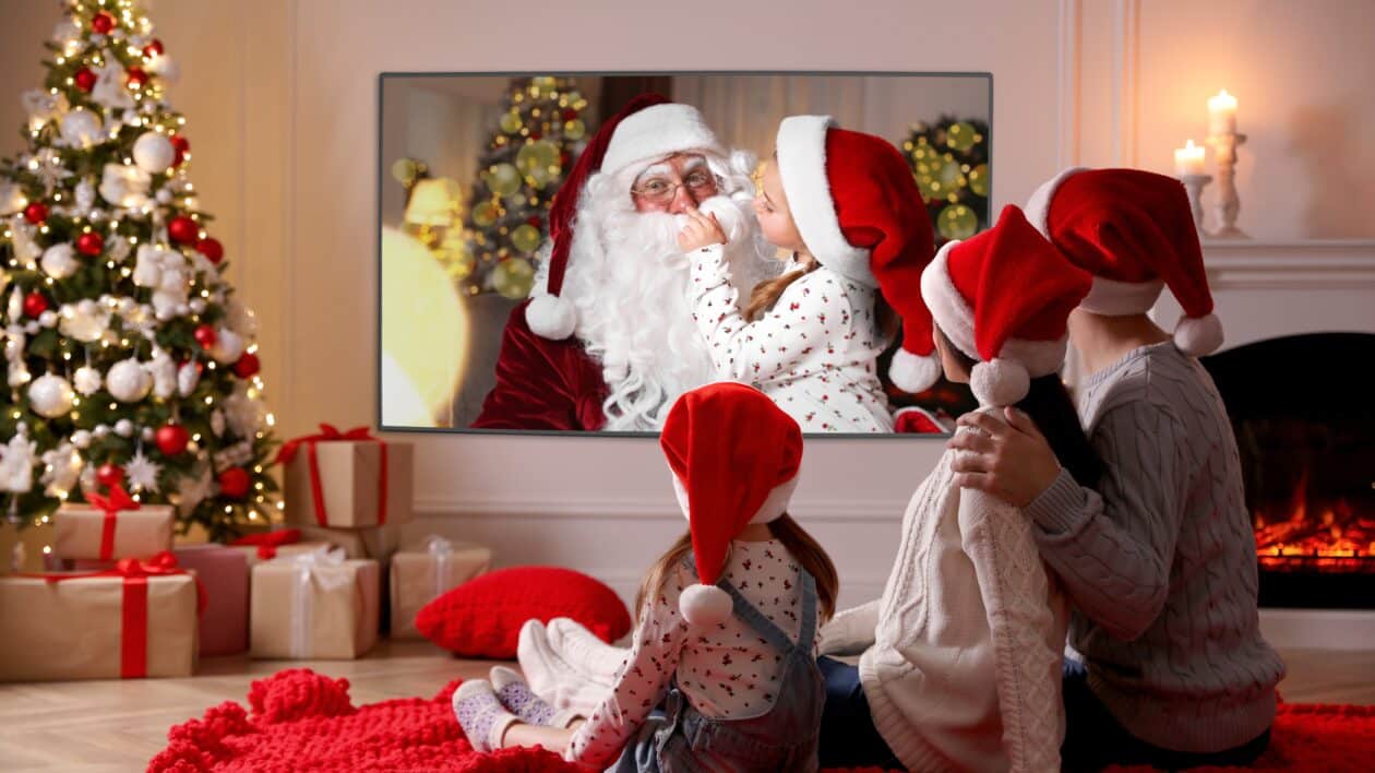 Family watching christmas movies
