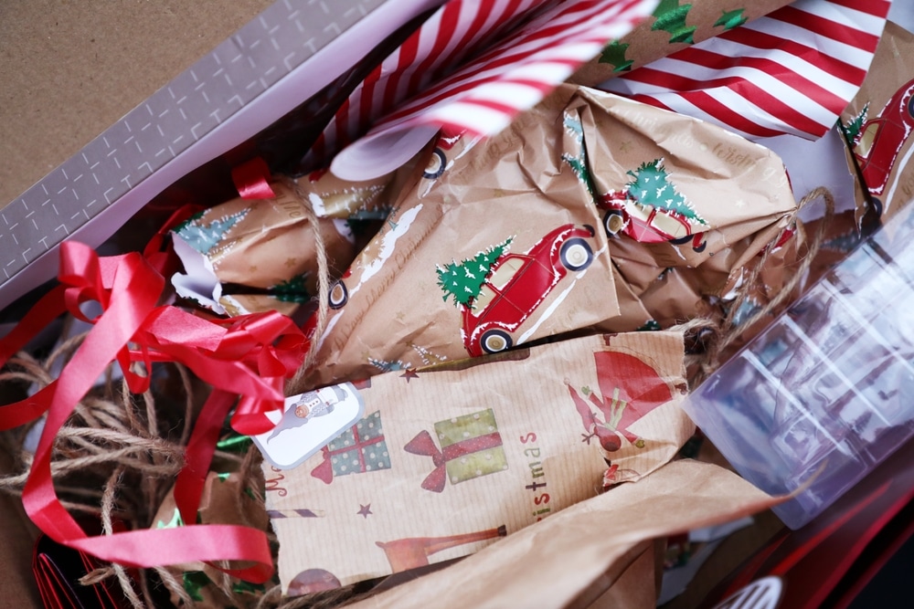 discarded wrapping paper