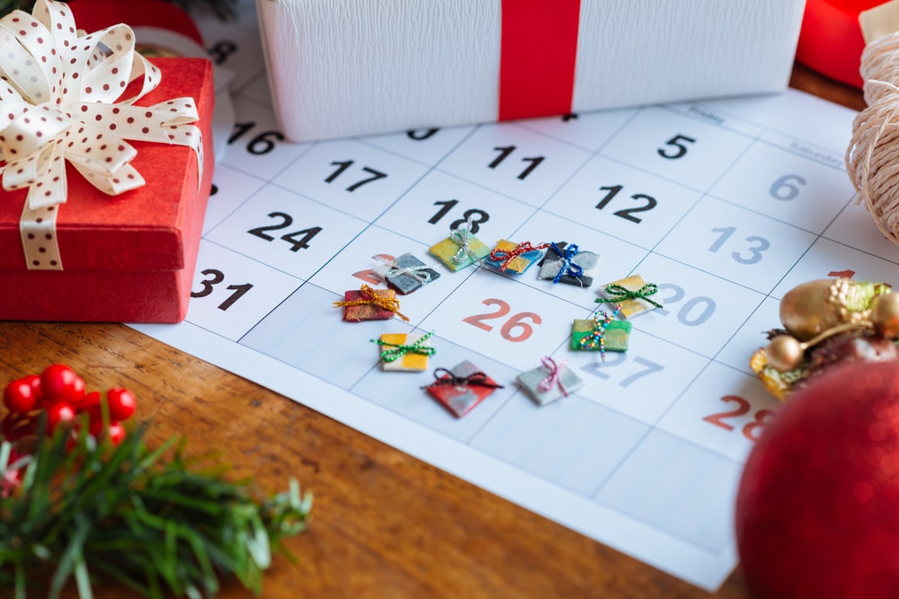 26th december outlined in a calendar
