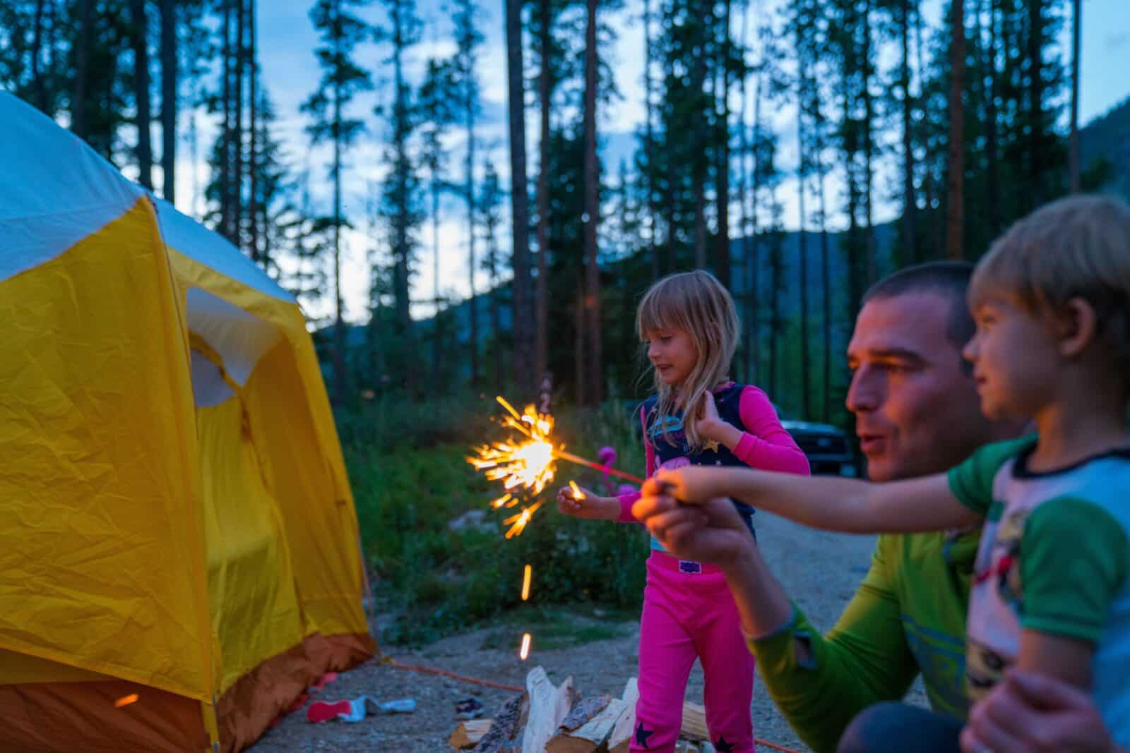 Families camping