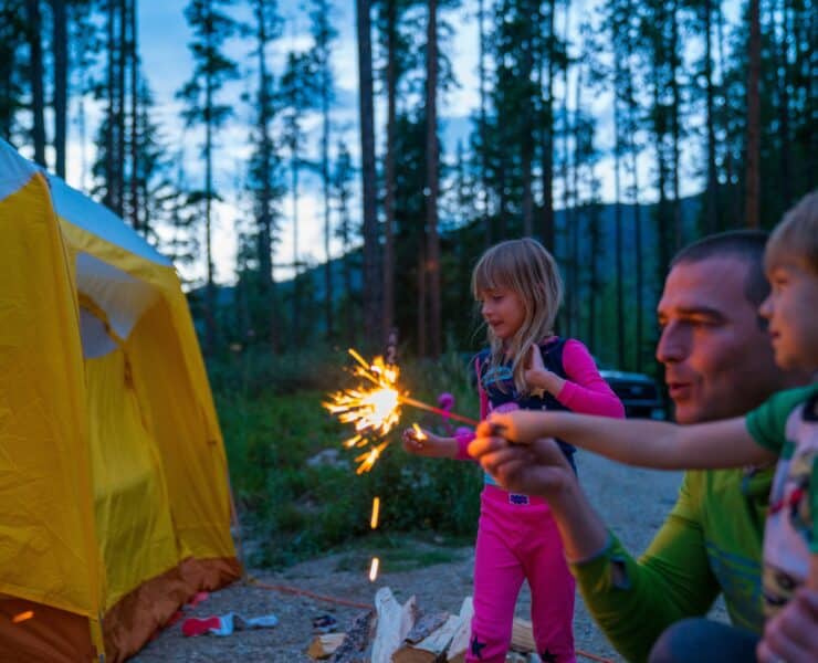Families camping