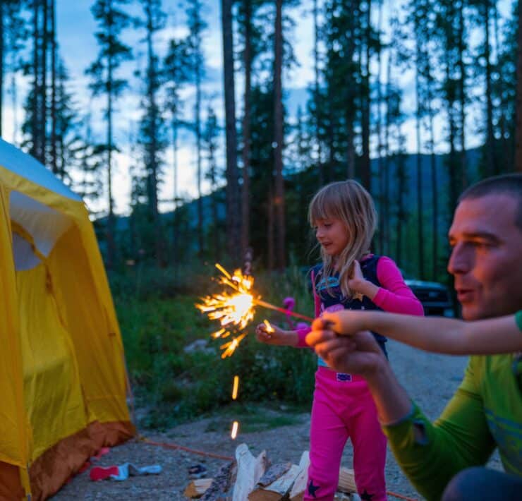 Families camping