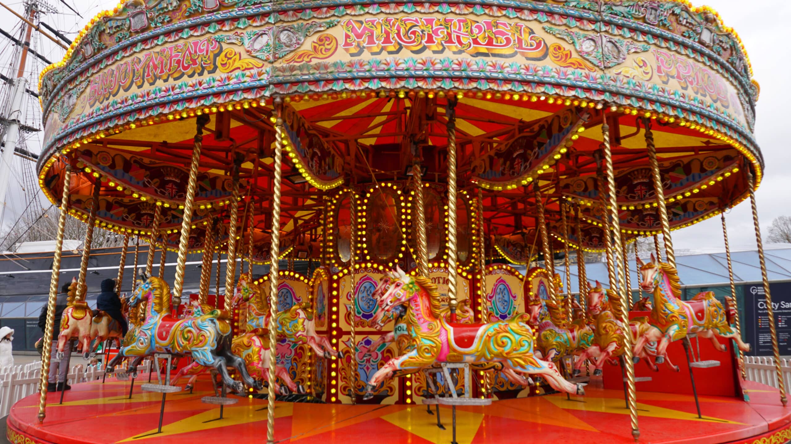April,2018:,Photo,From,Carousel,In,Greenwich,Area,,London,,United UK theme park carousel