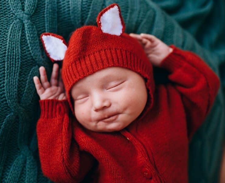 Baby dressed as a red fox