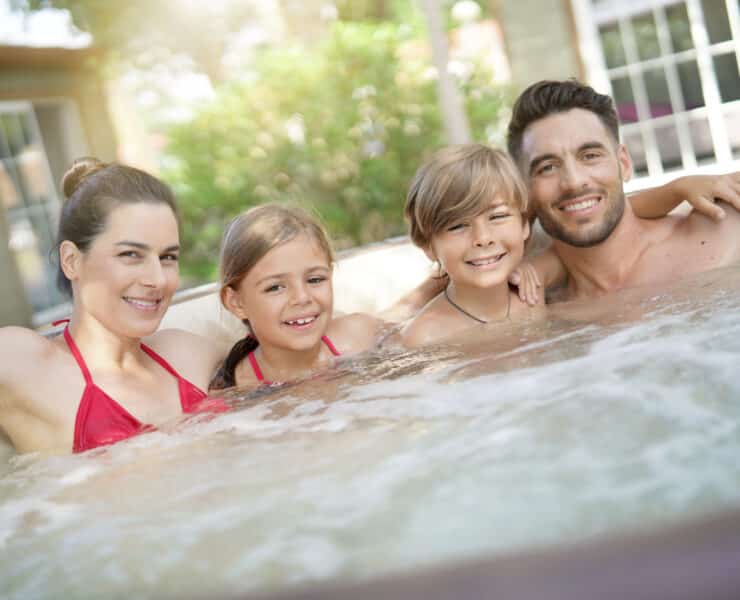 Family in hot tub