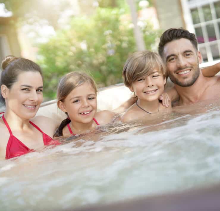 Family in hot tub