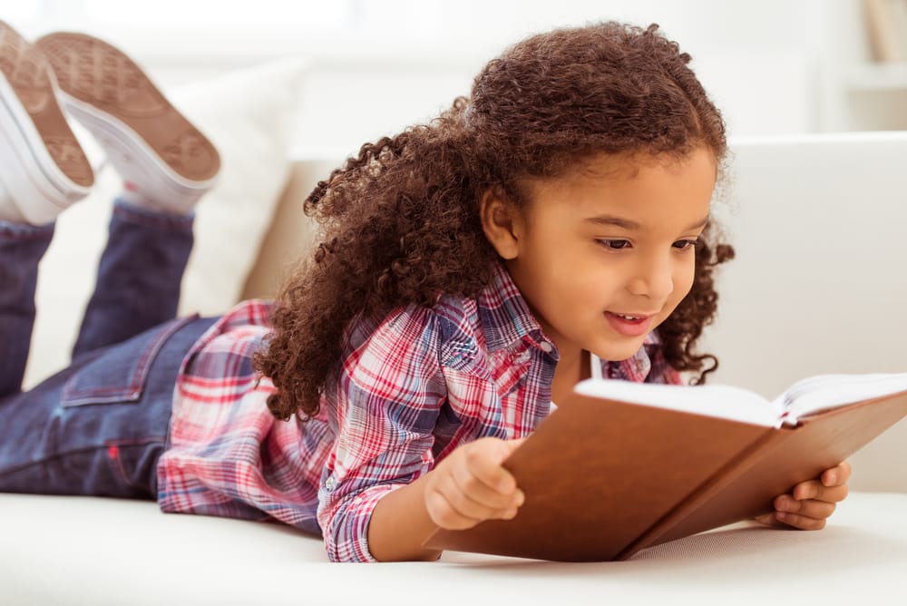 a child reading a book