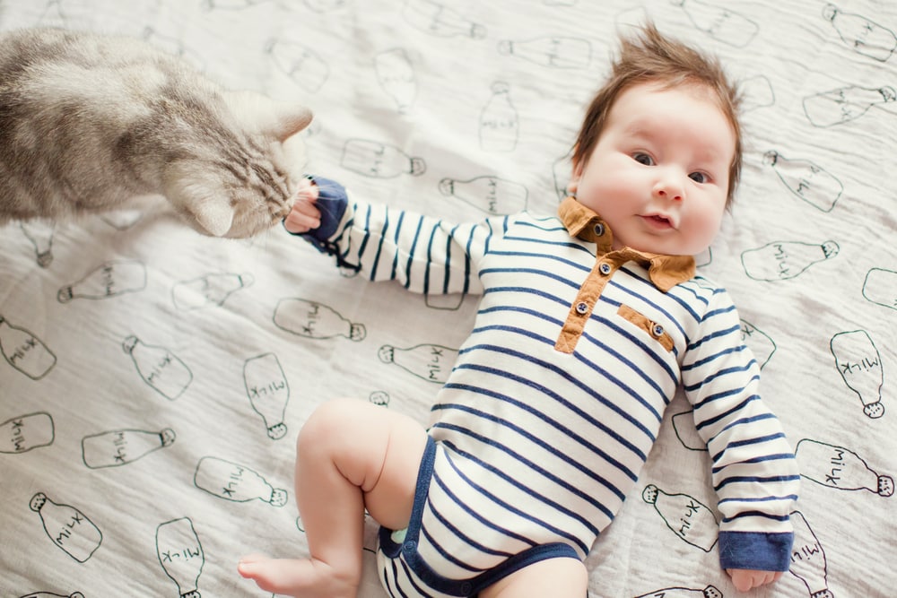baby with cat