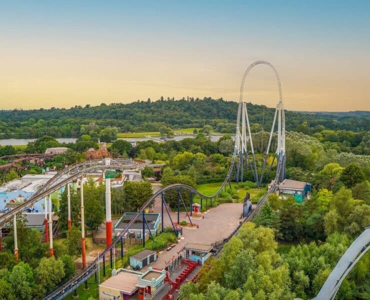 Thorpe Park aerial view in the day time