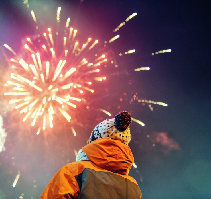 Boy watching firework display