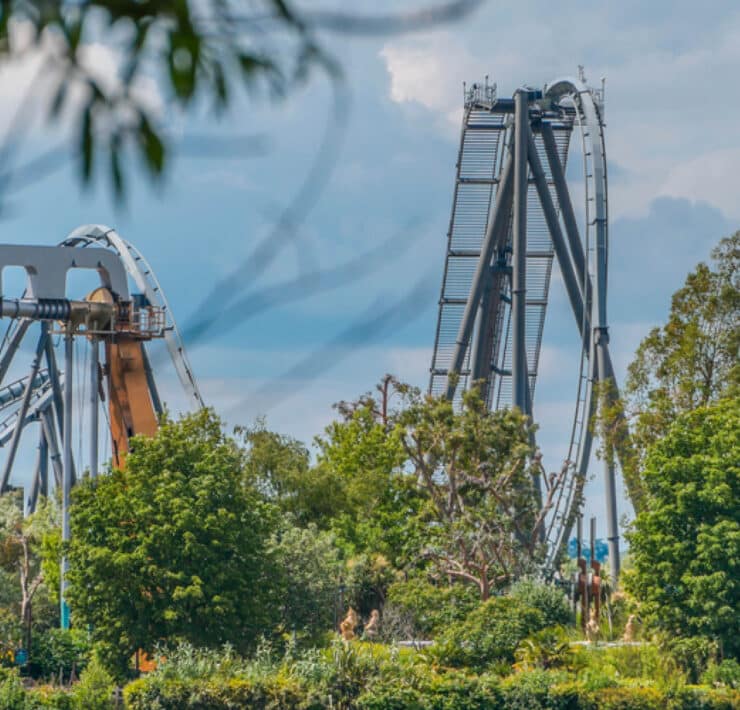 zoomed out shot of Rush at thorpe park
