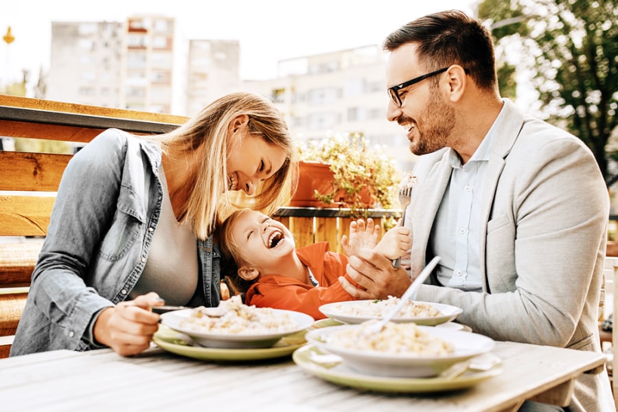 family at restaurant