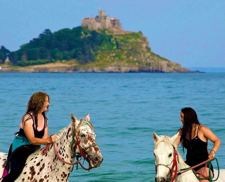 Cornwall swimming horses