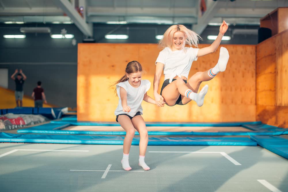 two girls on trampoline