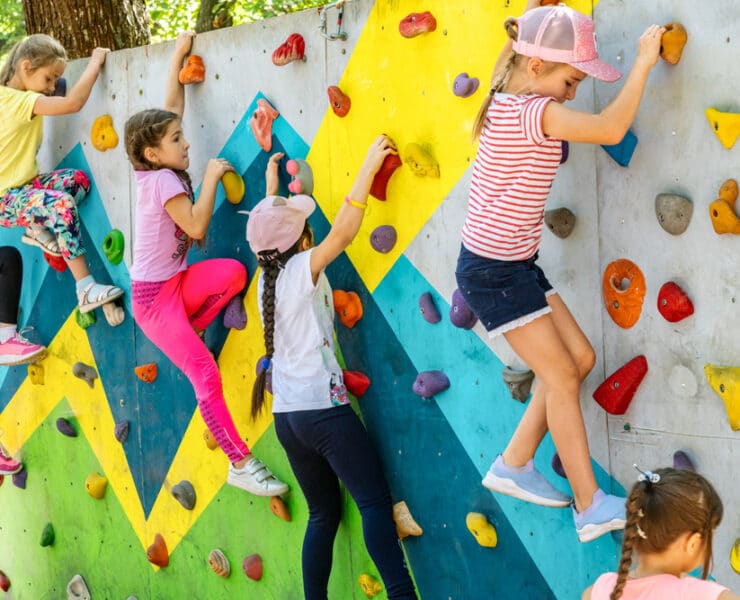 group of kids climbing