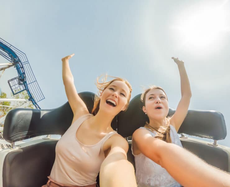 girls on a roller coaster