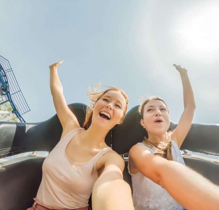 girls on a roller coaster