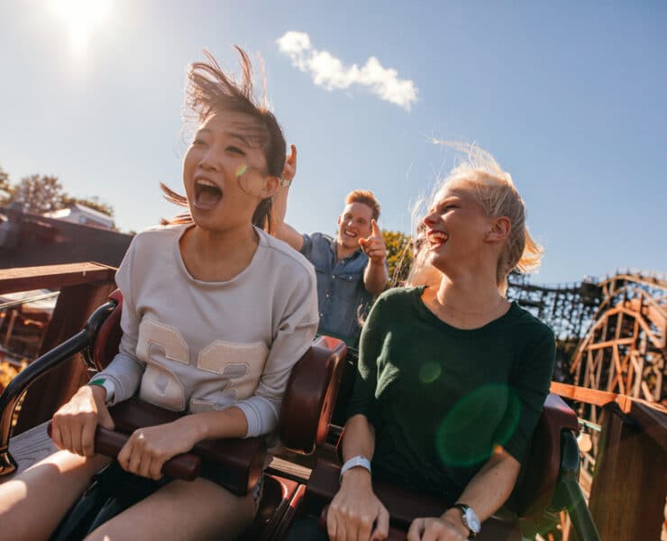 girls on roller coaster