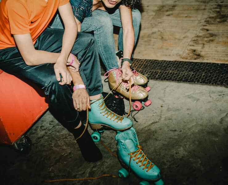 People wearing roller skates