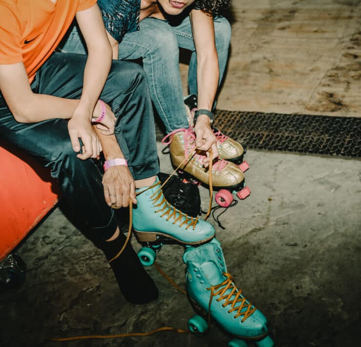 People wearing roller skates