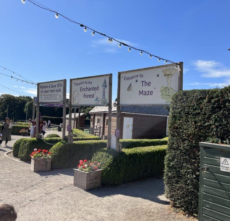 front entrance to the maze and enchanted forest