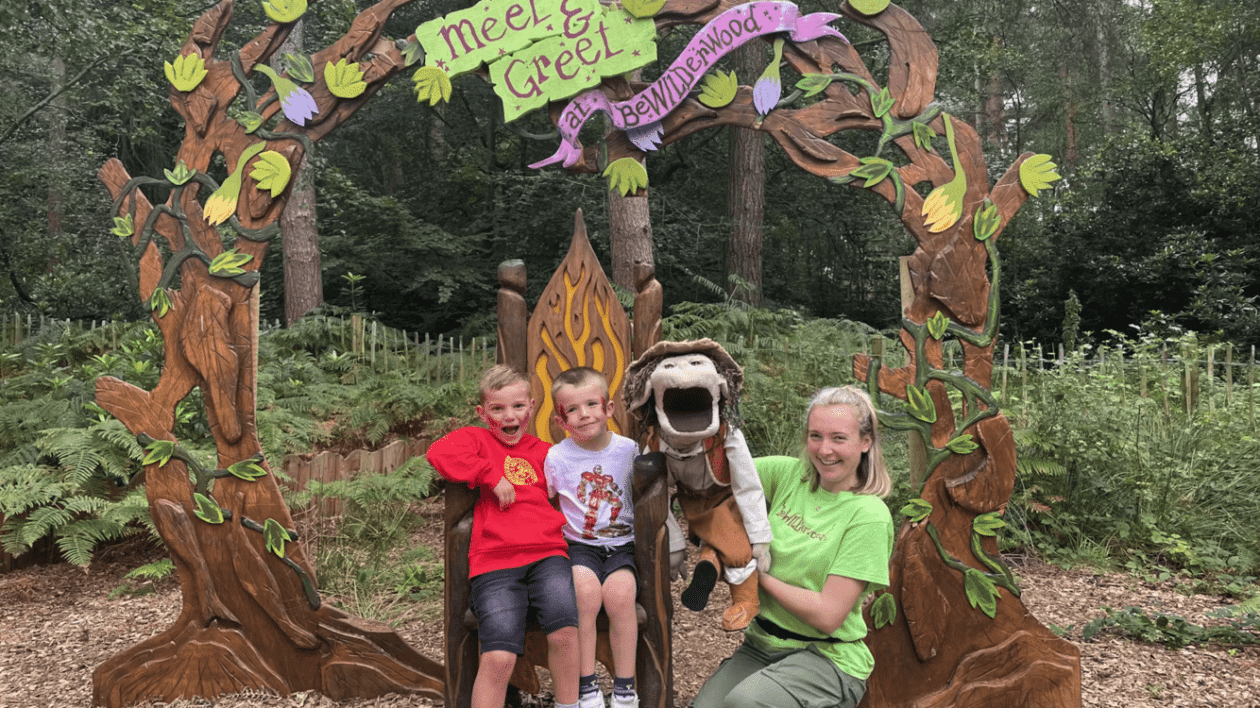kids with puppet character at bewilderwood cheshire trail