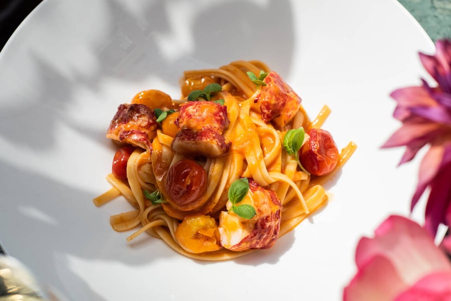 vegetable and seafood pasta at the petersham