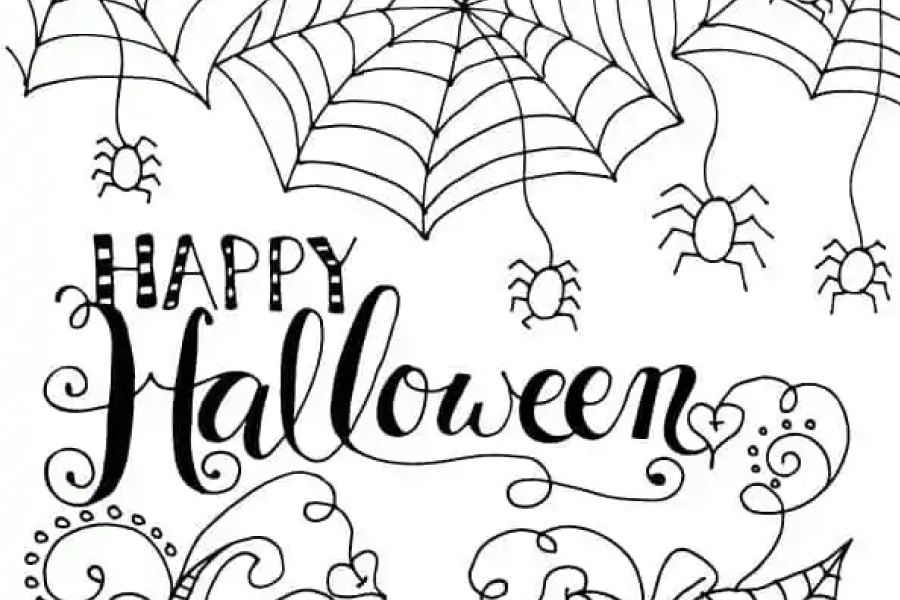 happy halloween colouring page