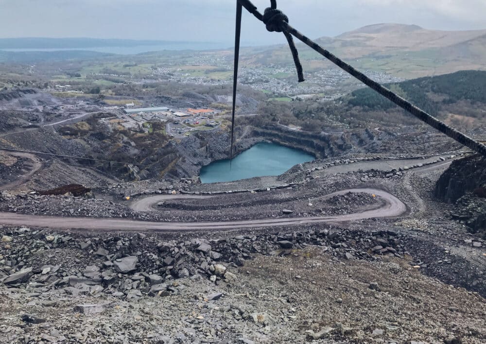 a picture of the rocks and the zip wire