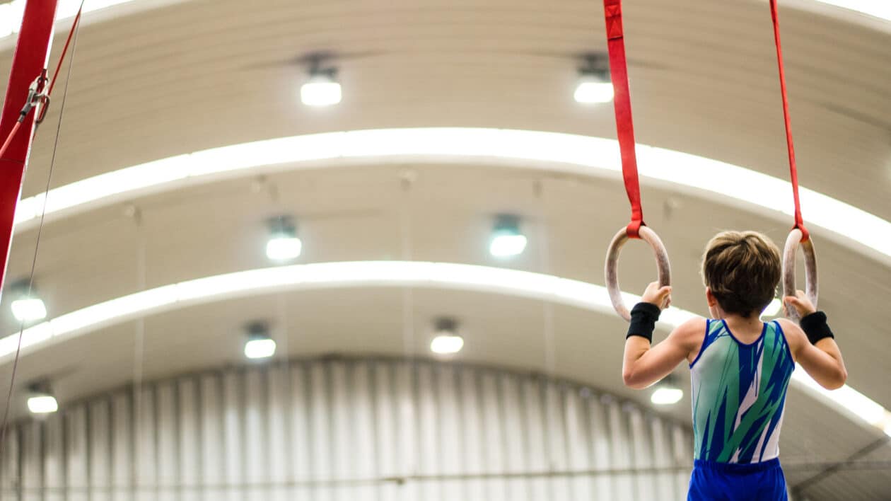 Boy doing gymnastics