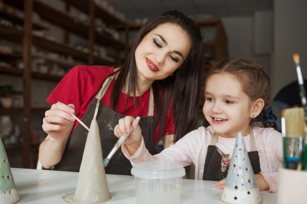 pottery painting with family