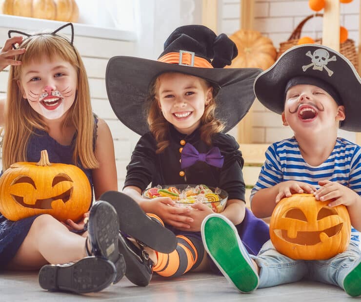 kids dressed up for halloween