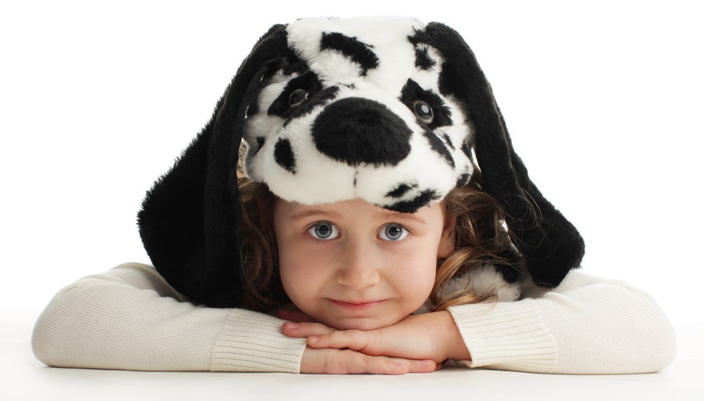 child dressed up as a Dalmatian dog for halloween