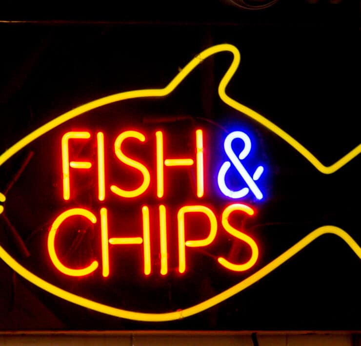 Fish and chip shop sign