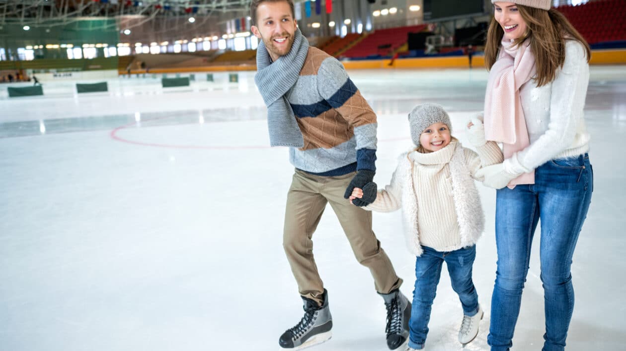 Family ice skating