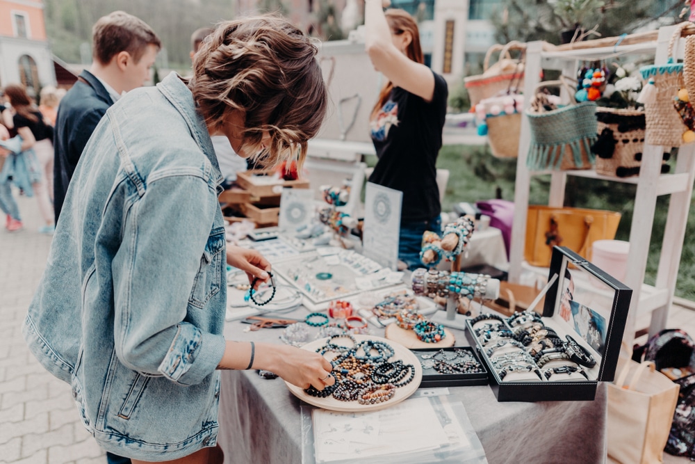 shopping at craft fair