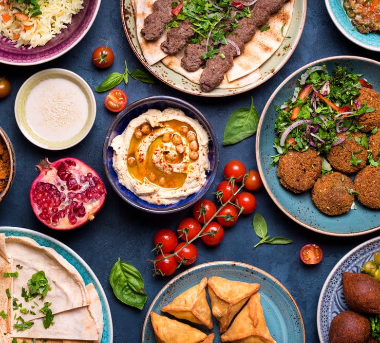 a selection of halal food