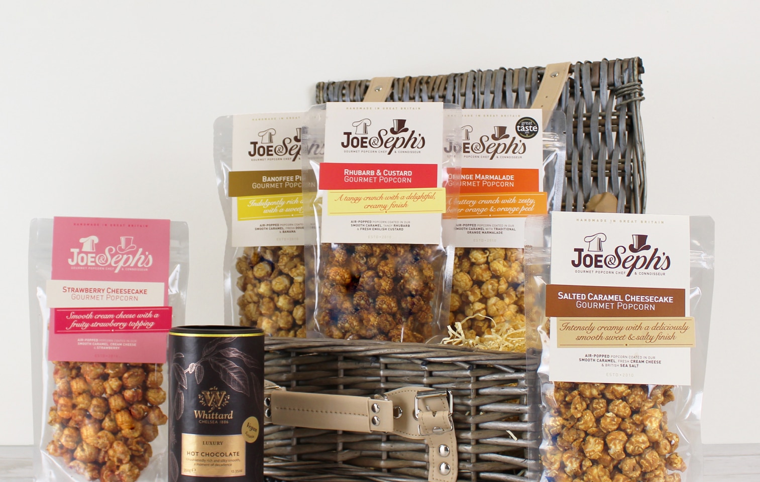 a collection of joe and seph's popcorn