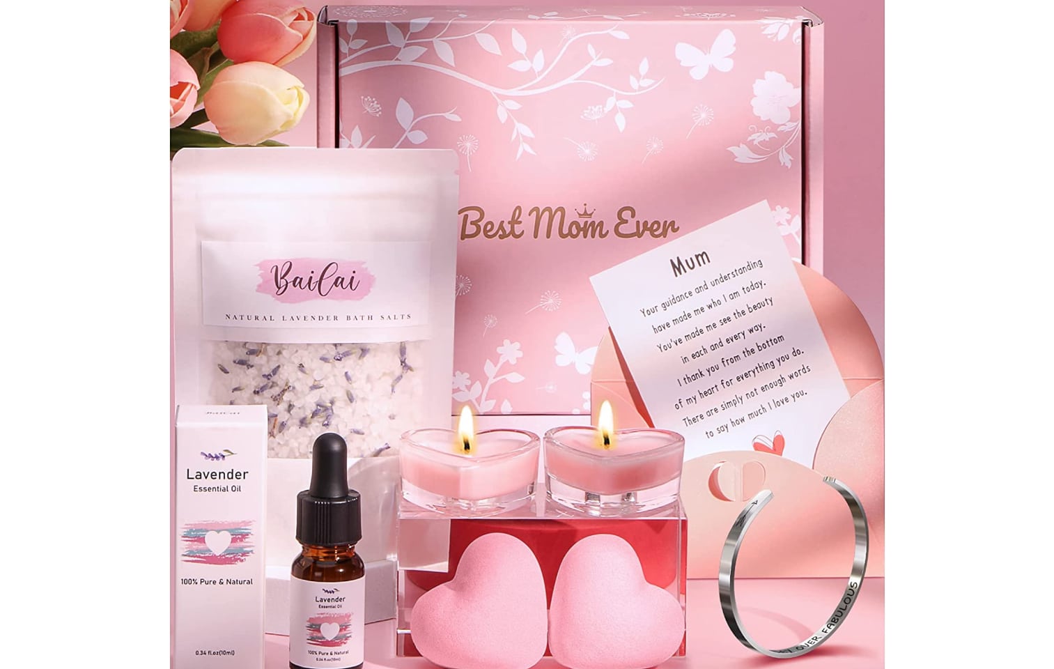 best mum ever pink hamper with bath essentials