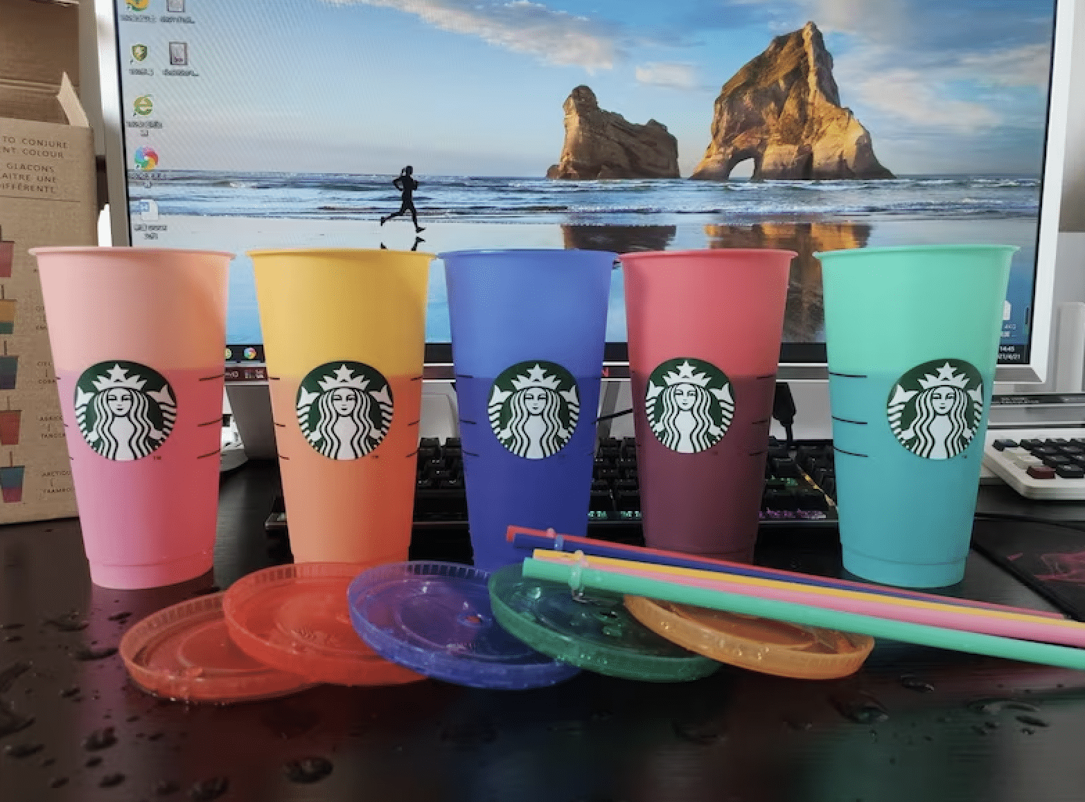 colourful starbucks cups