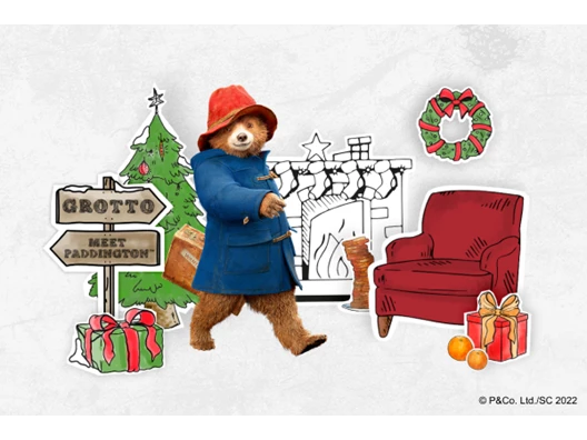 paddington bear at santa's grotto