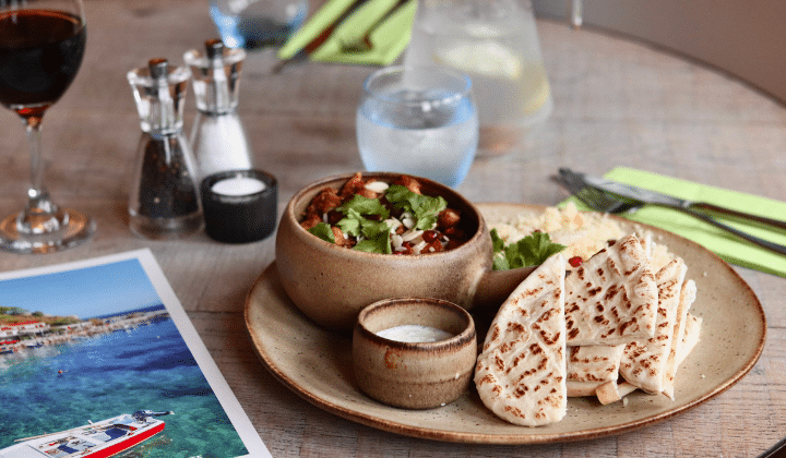pita bread and a greek dip