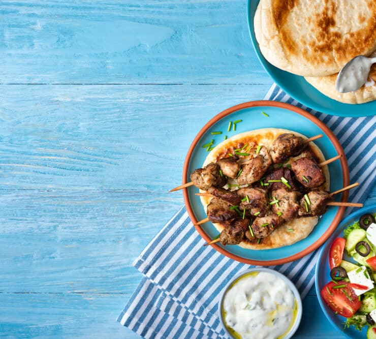 a selection of greek food